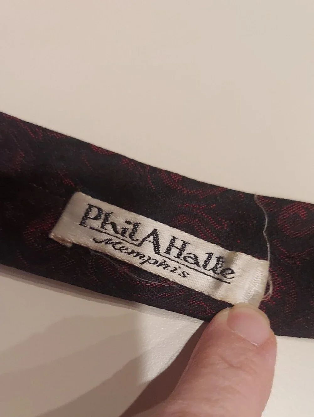 Vintage Phil A Halle Paisley Silk Tie in Dark Red and Black